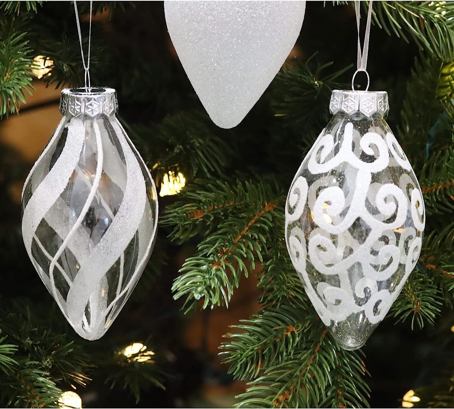 2024 Wholesale Bulk Shatterproof Luxury Custom DIY Glass Hanging Silver glitter Christmas Xmas Balls For Tree Ornaments