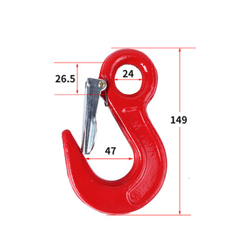 Galvanized Alloy Steel Drop Forged Locking Lifting Eye Hook safety latch for crane hook