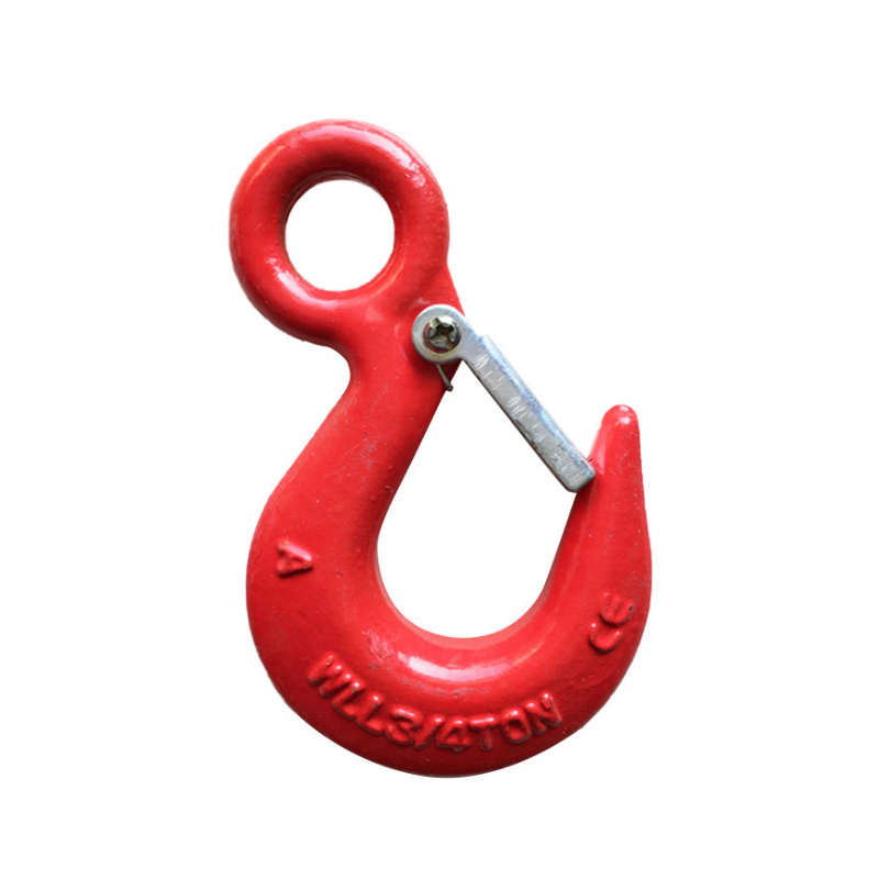 Galvanized Alloy Steel Drop Forged Locking Lifting Eye Hook safety latch for crane hook