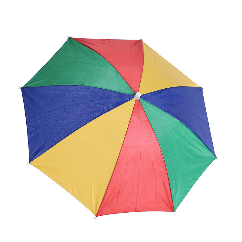 Hands Free Outdoor Working Fishing Use Sun Block Rainbow Small Cheap Head Umbrella Hat For Adults