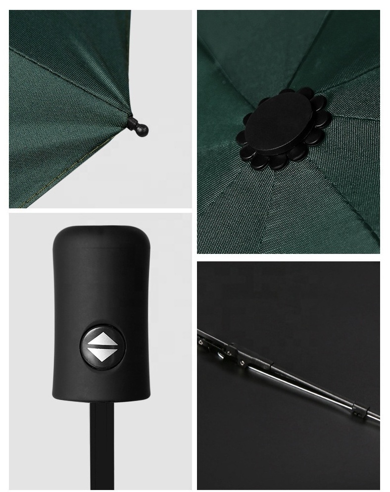 Hot Selling Three Fold Black Coated Customization Available UV Automatic Folding Umbrella foldable