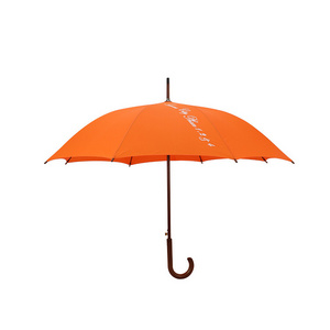 Custom Logo Straight Handle Vinyl Shade 23 Inch Retro Curved Wooden Handle Solid Color Wooden Stick Umbrella