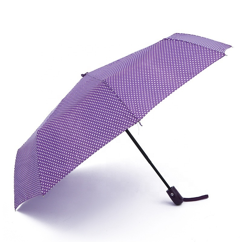 Factory Wholesale Printed Dots Strong Rain Proof Handle Fully-Automatic  3 Folding Automatic Umbrellas