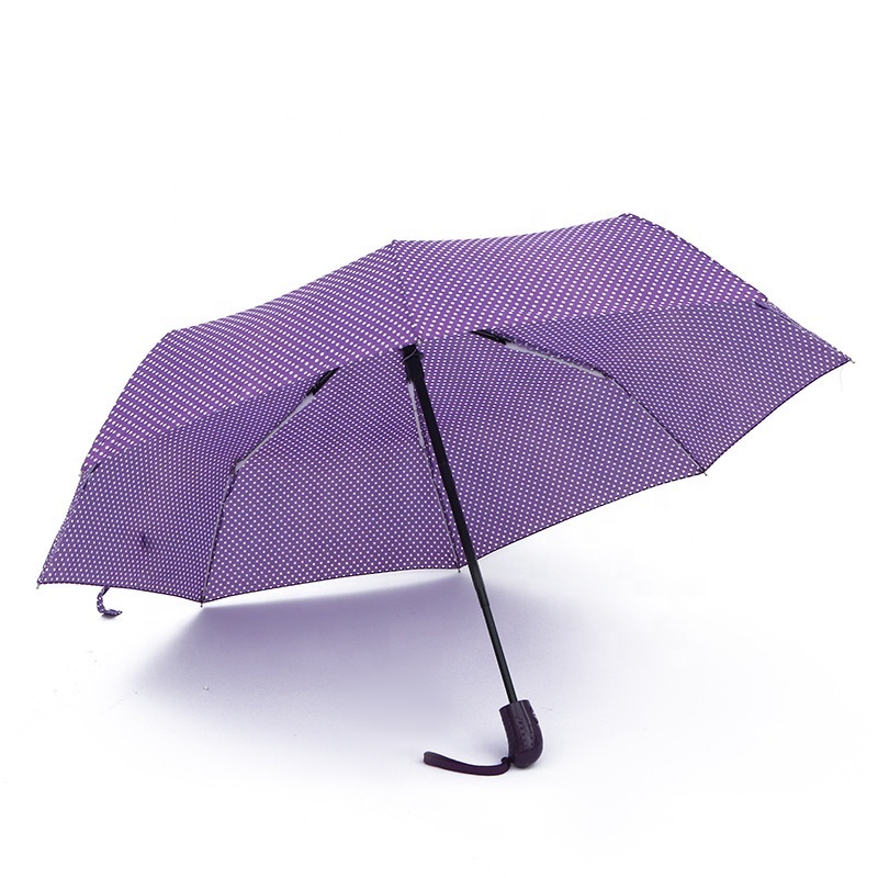 Factory Wholesale Printed Dots Strong Rain Proof Handle Fully-Automatic  3 Folding Automatic Umbrellas