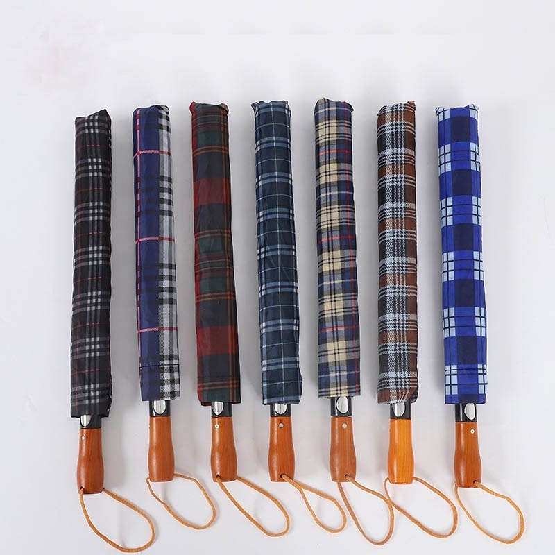 Factory Wholesale Multiple Plaid Pattern Auto Open And Manual Close 120cm Folding Golf Umbrella For man