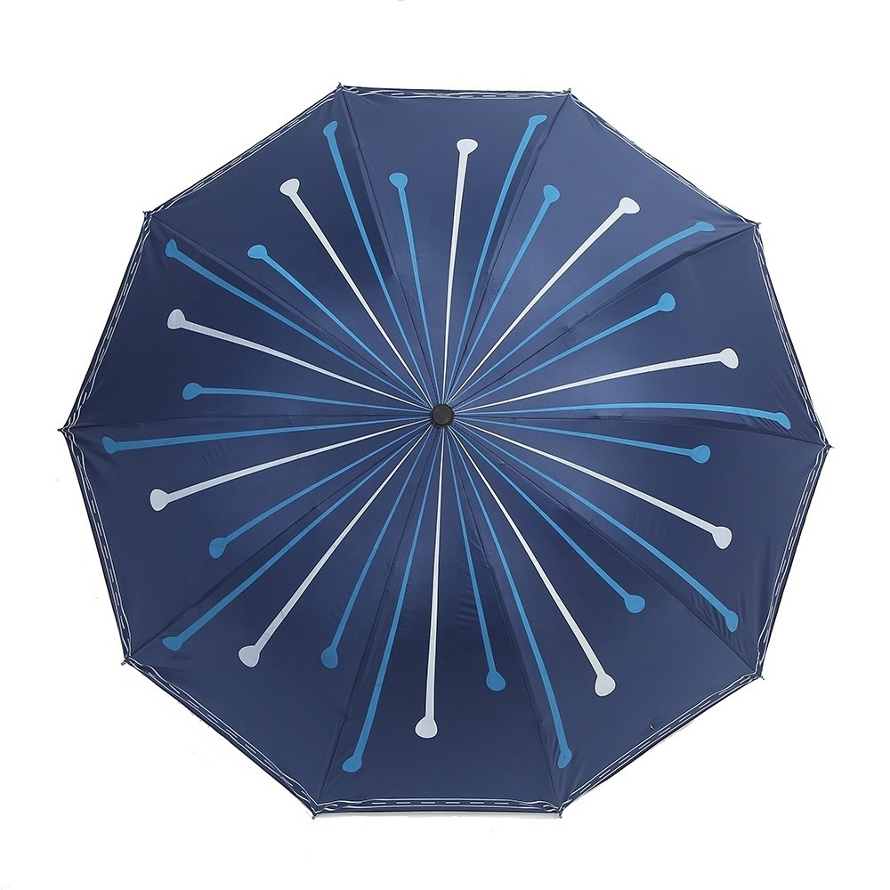 New Design Black Coating Raindrop Pattern Fashion 3 Folding UV Blocking Umbrella For Women