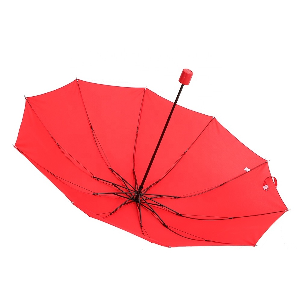 Factory Wholesale 10K Easy Carry Red 3 Fold Wedding Umbrellas For Bride