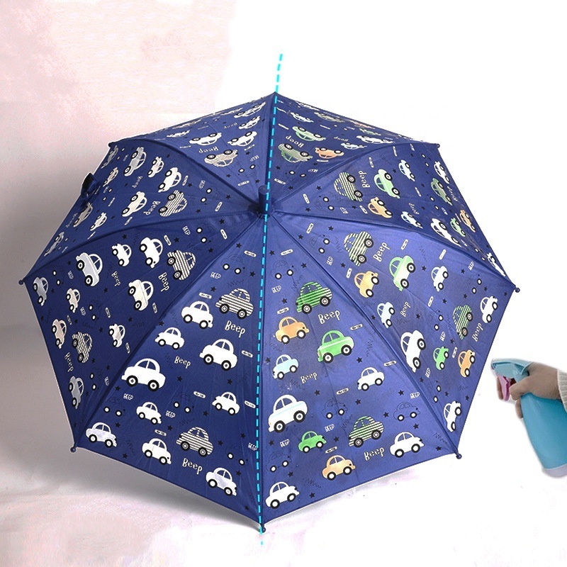 New Design 21 Inch 8K Fiber Ribs Multiple Design Kids Water Magic Color Change Umbrella For Children