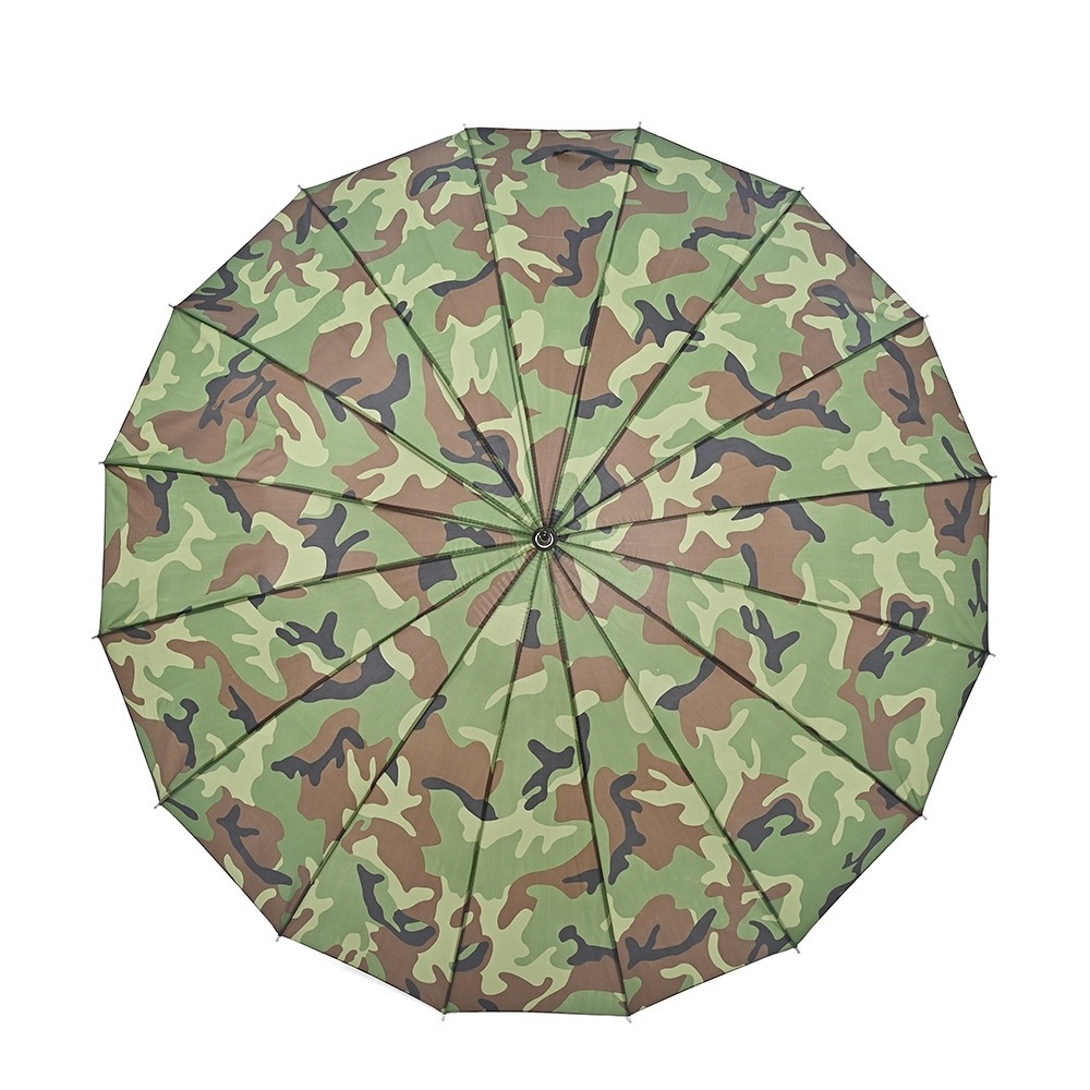 Factory Wholesale 22 Inch 27 Inch 16K Sponge Straight Handle Big Golf Army Color Umbrella For Rain