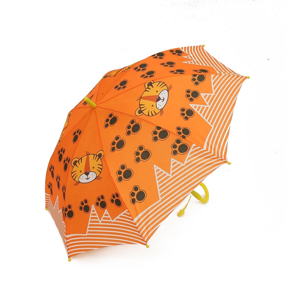 Factory Wholesale Multiple Design Fiberglass Children Automatic Umbrella With Whistle For Rain