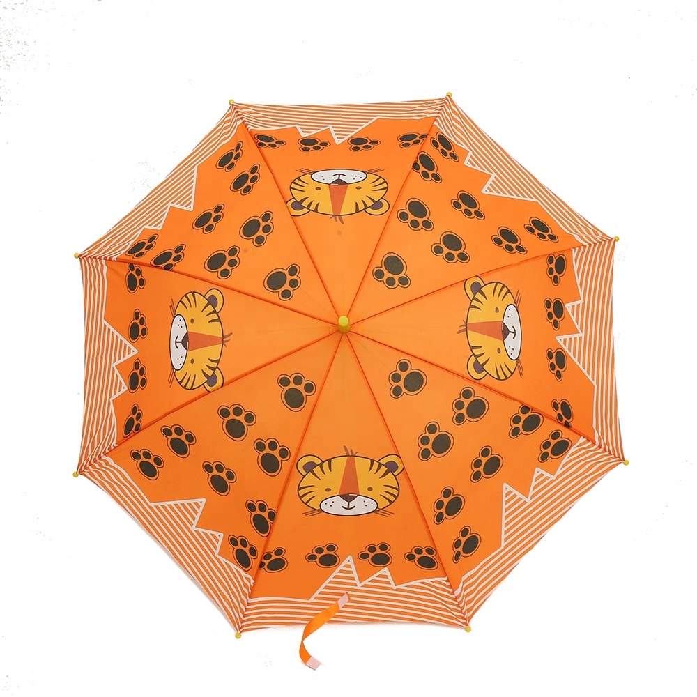 Factory Wholesale Multiple Design Fiberglass Children Automatic Umbrella With Whistle For Rain