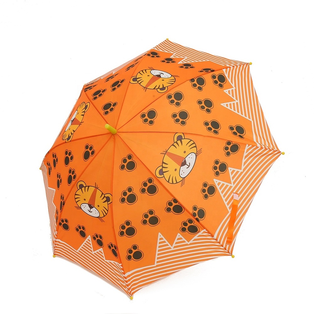 Factory Wholesale Multiple Design Fiberglass Children Automatic Umbrella With Whistle For Rain