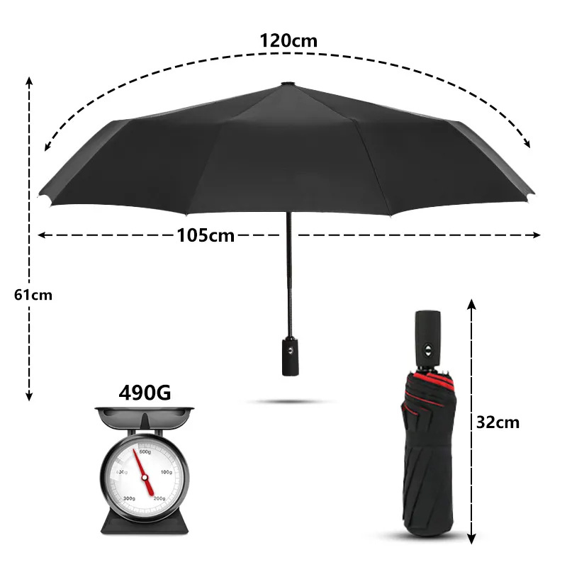 Luxury Business Male Large Umbrellas Windproof Double Layer Resistant Umbrella Fully Automatic Rain Umbrellas