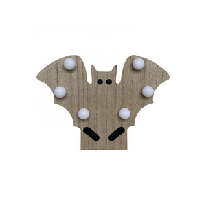 Halloween Wooden craft bat table decoration with lights