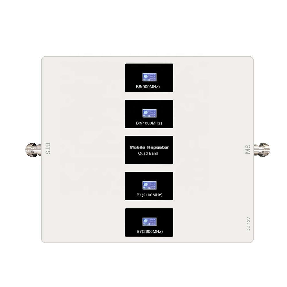 Complete kit four band home indoor mobile network booster 900/1800/2100/2600mhz quad band gsm 4g lte network signal amplifier