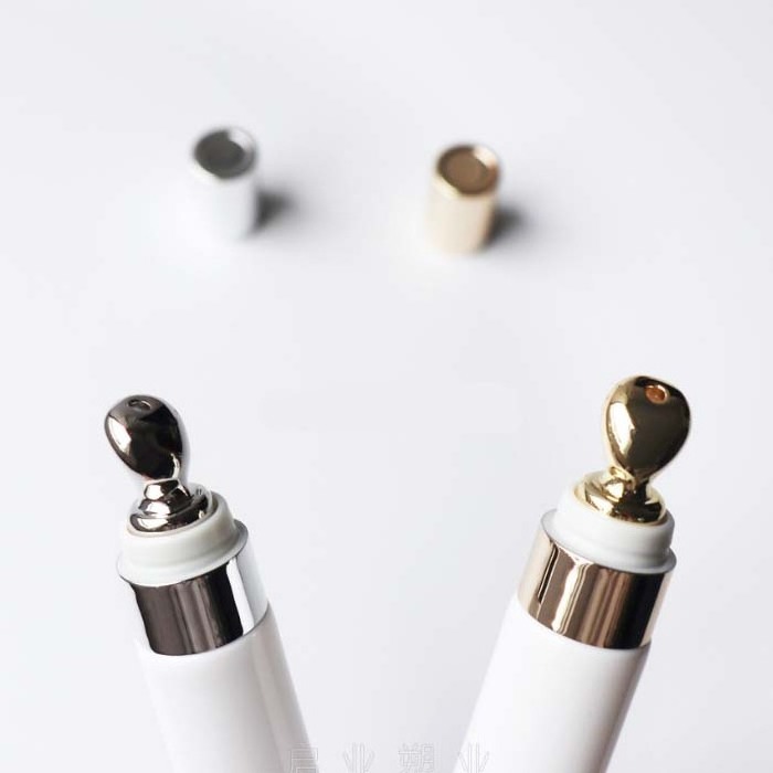 10ml 20ml empty plastic cosmetic eye cream tube packaging with alloy metal massage applicator