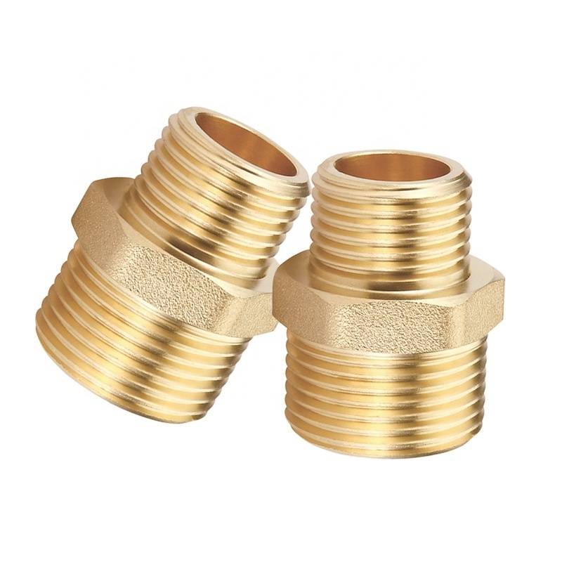 Hexagon joint brass pipe fittings with external thread/Brass connector fittings for 50mm bidirectional straight pipe