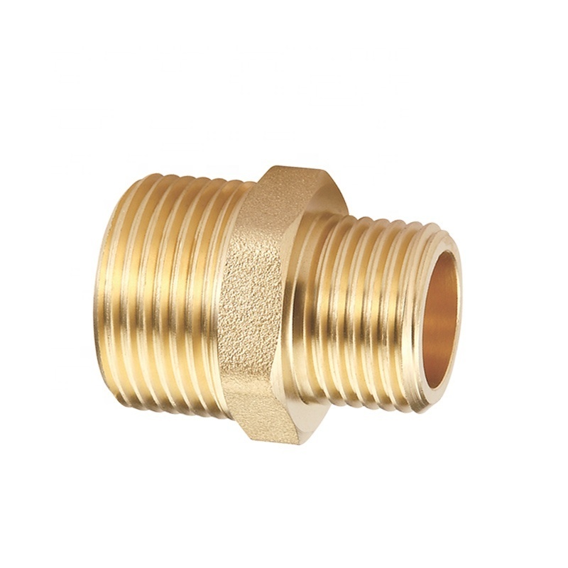 Hexagon joint brass pipe fittings with external thread/Brass connector fittings for 50mm bidirectional straight pipe