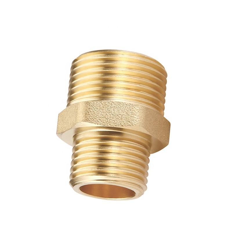 Hexagon joint brass pipe fittings with external thread/Brass connector fittings for 50mm bidirectional straight pipe