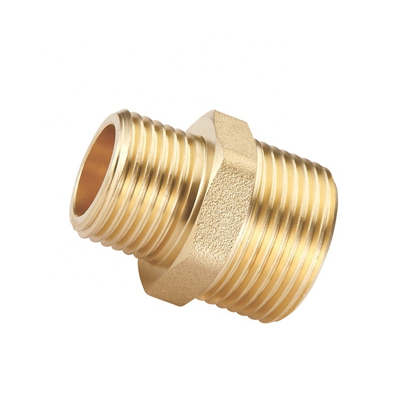 Hexagon joint brass pipe fittings with external thread/Brass connector fittings for 50mm bidirectional straight pipe