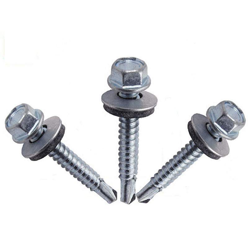 DIN7504K tornillos Galvanized metal steel indented hex washer head tek roofing self drilling screw with EPDM rubber washer