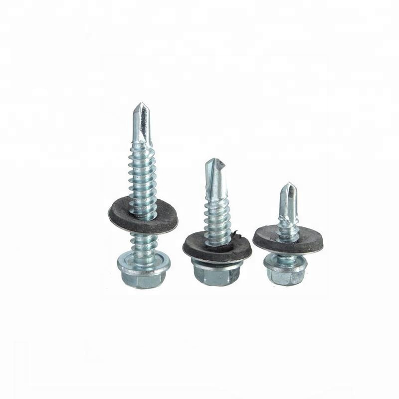 DIN7504K tornillos Galvanized metal steel indented hex washer head tek roofing self drilling screw with EPDM rubber washer