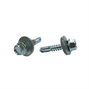 DIN7504K tornillos Galvanized metal steel indented hex washer head tek roofing self drilling screw with EPDM rubber washer