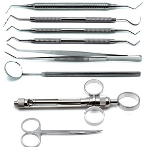 Top Quality stainless steel crown prep set of 8 Dental premium instruments scissor scalers  new tray setup made by shu & company