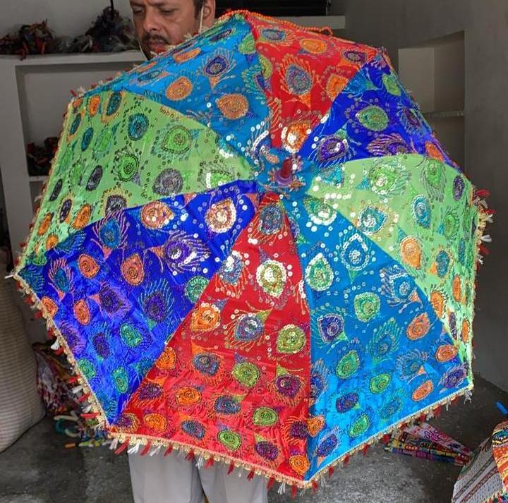 Ethnic Indian Colorful Sun Protection Garden Parasol Umbrella