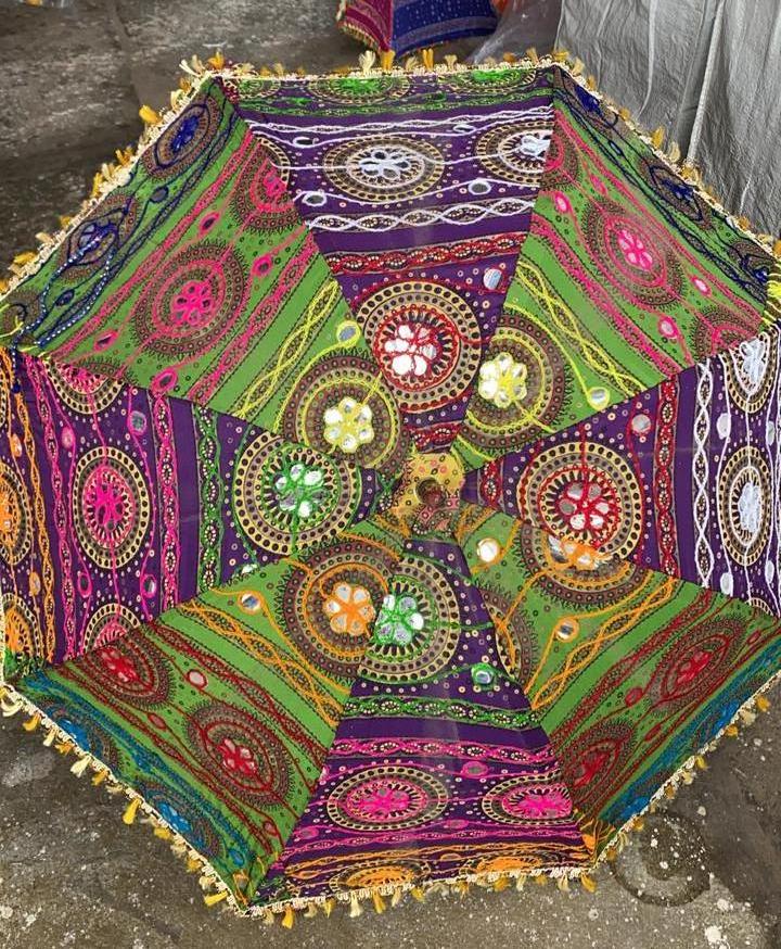 Ethnic Indian Colorful Sun Protection Garden Parasol Umbrella