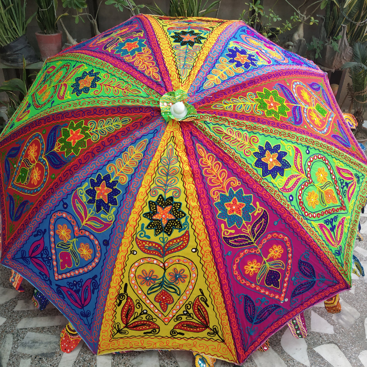 Indian Vintage Handmade Embroidery Handcrafted Wedding Umbrella