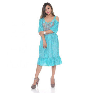 Women Cheap recycled sari silk dresses latest fashion causal long beach dresses