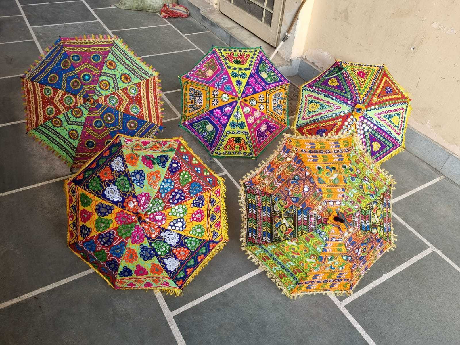 indian handmade embroidered garden umbrella