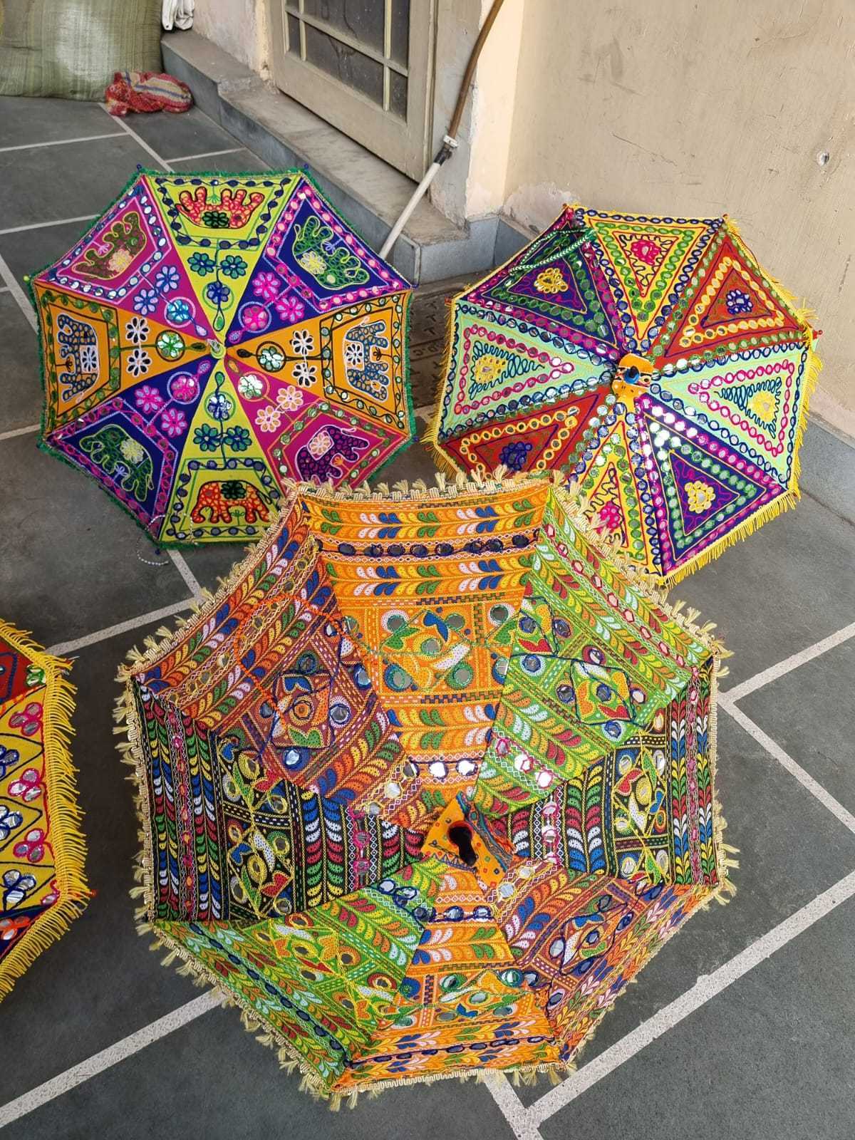 indian handmade embroidered garden umbrella