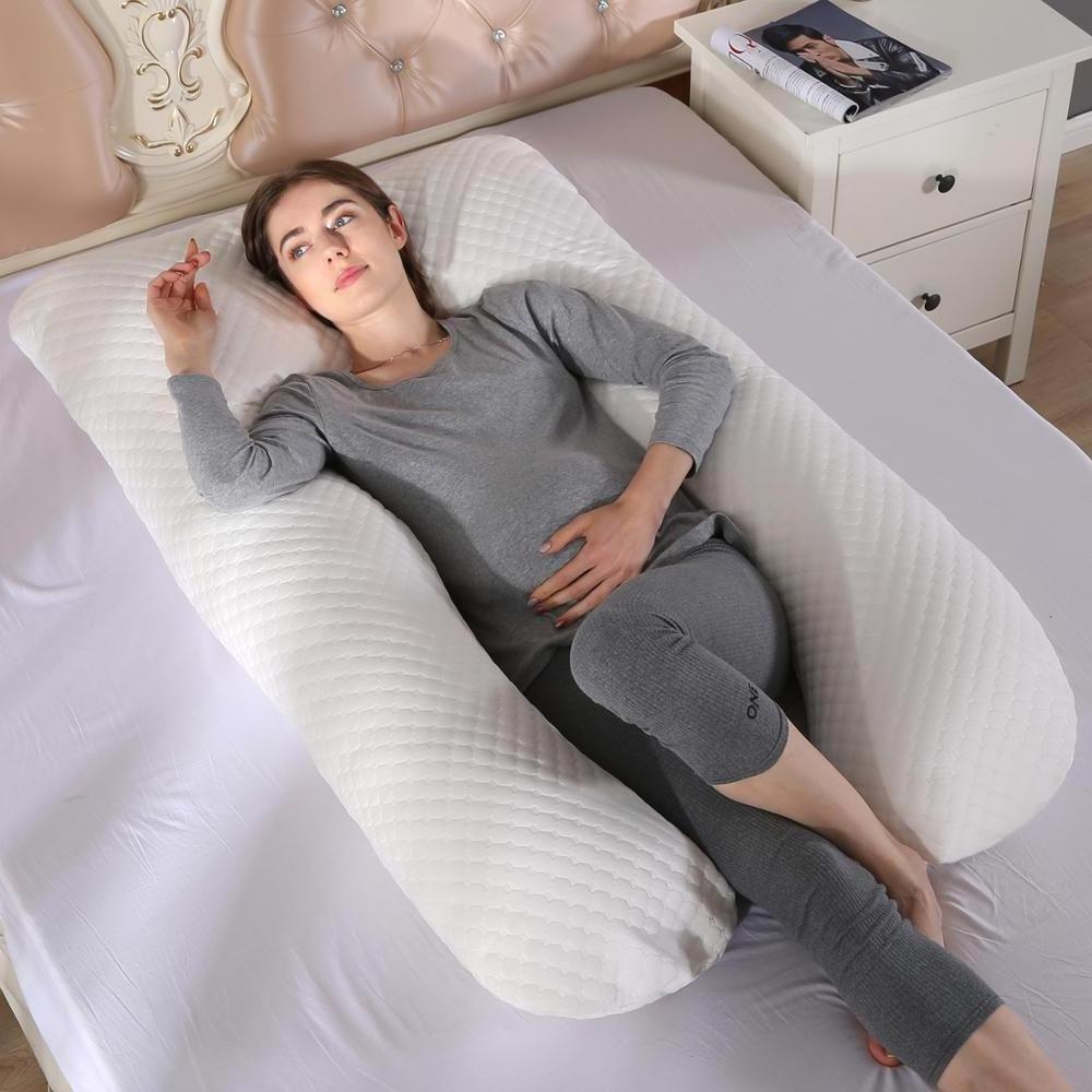 Bamboo Fiber Maternity U Shaped Pregnancy Body Sleeping Pillow With Invisible Zipper