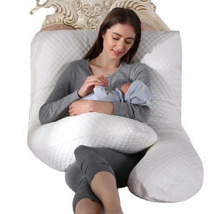 Bamboo Fiber Maternity U Shaped Pregnancy Body Sleeping Pillow With Invisible Zipper