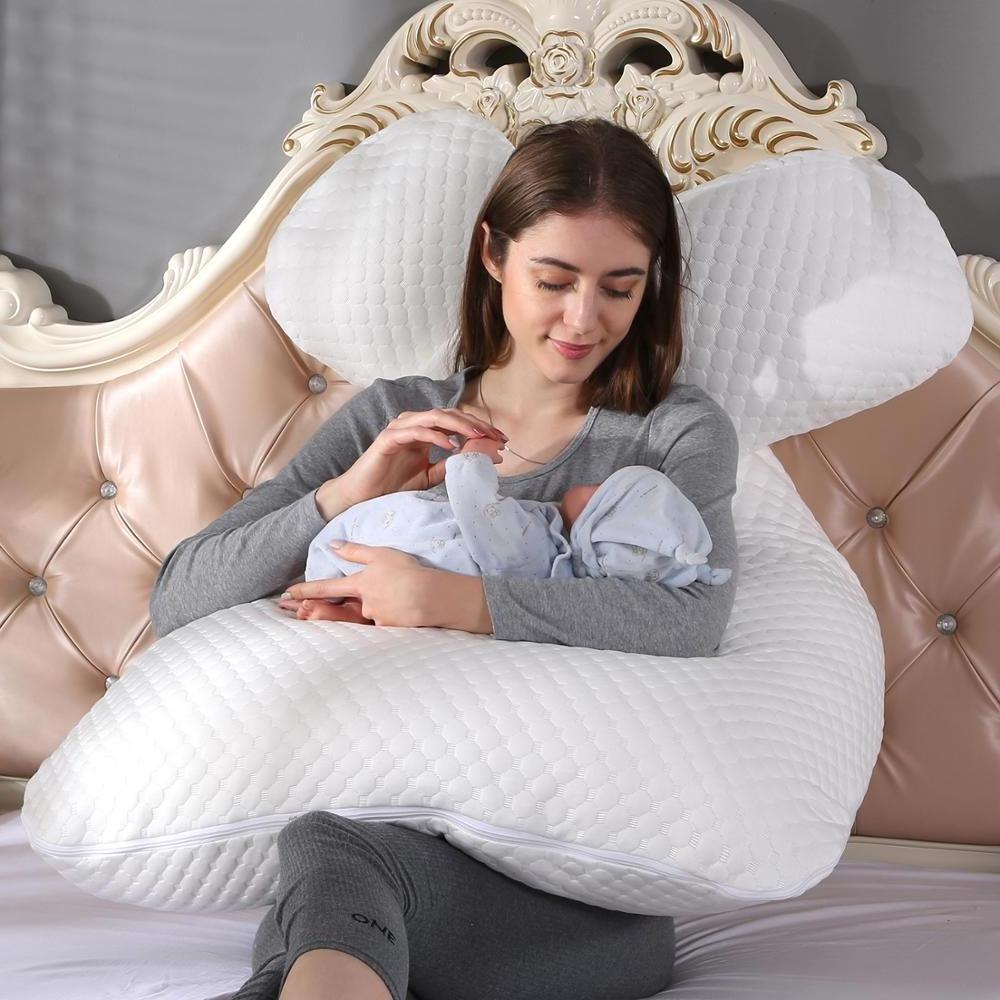 Bamboo Fiber Maternity U Shaped Pregnancy Body Sleeping Pillow With Invisible Zipper