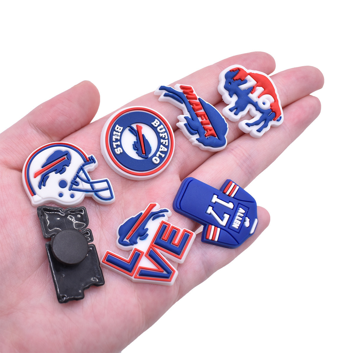 New Arrival NFL Football Team Clog Charms Pvc Clog Charms Shoe Buckle Buffalo Bills Shoe Charms Clog Shoe Decorations Wholesale