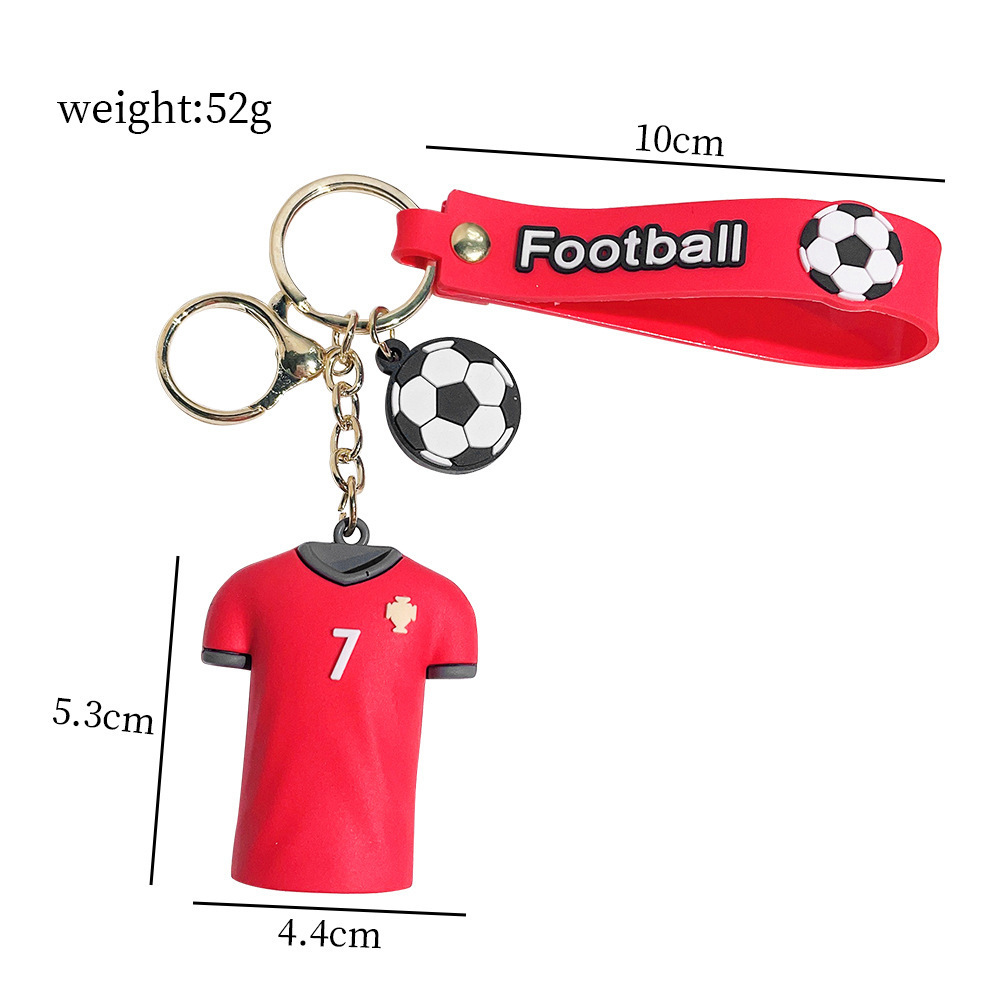 Creative High Quality 3d Football Jersey Keychain Sport Game Star Keyrings Messi keychain Schoolbag Pendant PVC Gift Keychain