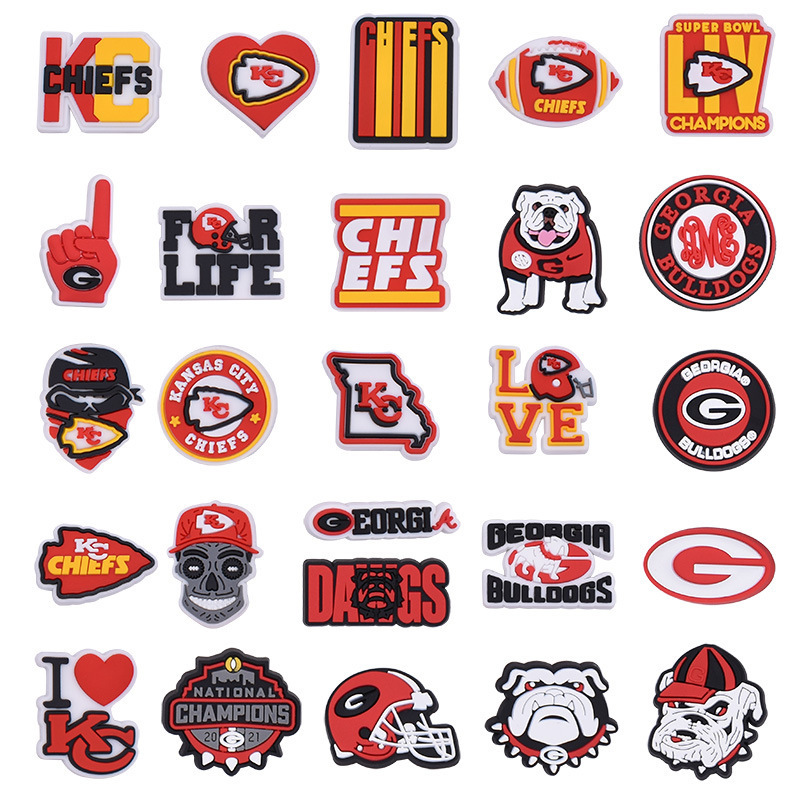 New Arrival NFL Football  Kc Sport Team Clog Charms Pvc shoe Charms Soft Rubber Shoe Charms Accessories shoe ornament  Wholesale