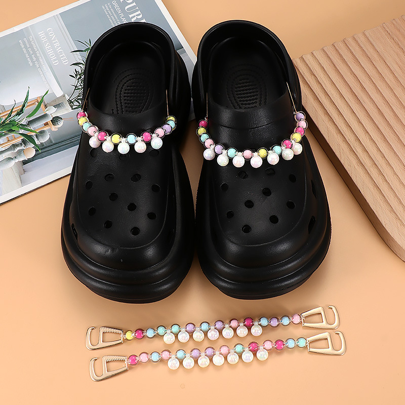 Wholesale Fashion clog Charms Pearl Conch Crystal Resin Flower  Chains Garden Shoes Charm For Women Clog Sandal Accessories