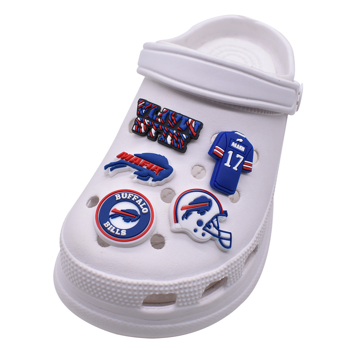 New Arrival NFL Football Team Clog Charms Pvc Clog Charms Shoe Buckle Buffalo Bills Shoe Charms Clog Shoe Decorations Wholesale