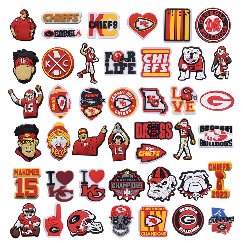 New Arrival NFL Football  Kc Sport Team Clog Charms Pvc shoe Charms Soft Rubber Shoe Charms Accessories shoe ornament  Wholesale