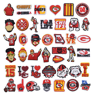 New Arrival NFL Football  Kc Sport Team Clog Charms Pvc shoe Charms Soft Rubber Shoe Charms Accessories shoe ornament  Wholesale