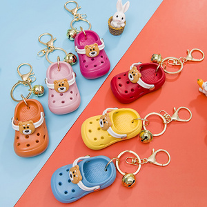 Creative Cute Mini 3d slippers sandals keychains PVC Soft Rubber Shoe Charms keychains women's backpacks pendants keychains