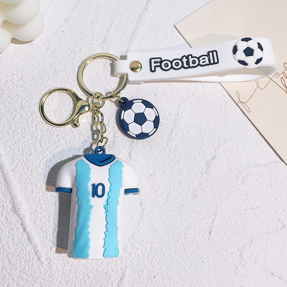 Creative High Quality 3d Football Jersey Keychain Sport Game Star Keyrings Messi keychain Schoolbag Pendant PVC Gift Keychain