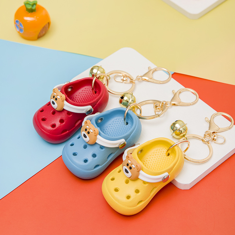 Creative Cute Mini 3d slippers sandals keychains PVC Soft Rubber Shoe Charms keychains women's backpacks pendants keychains