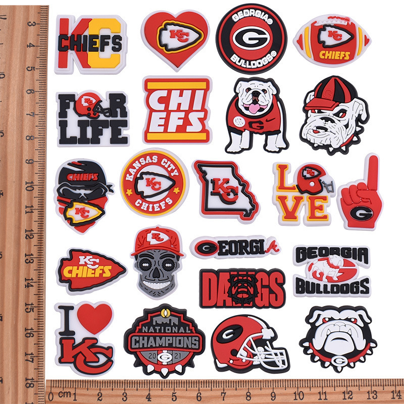 New Arrival NFL Football  Kc Sport Team Clog Charms Pvc shoe Charms Soft Rubber Shoe Charms Accessories shoe ornament  Wholesale