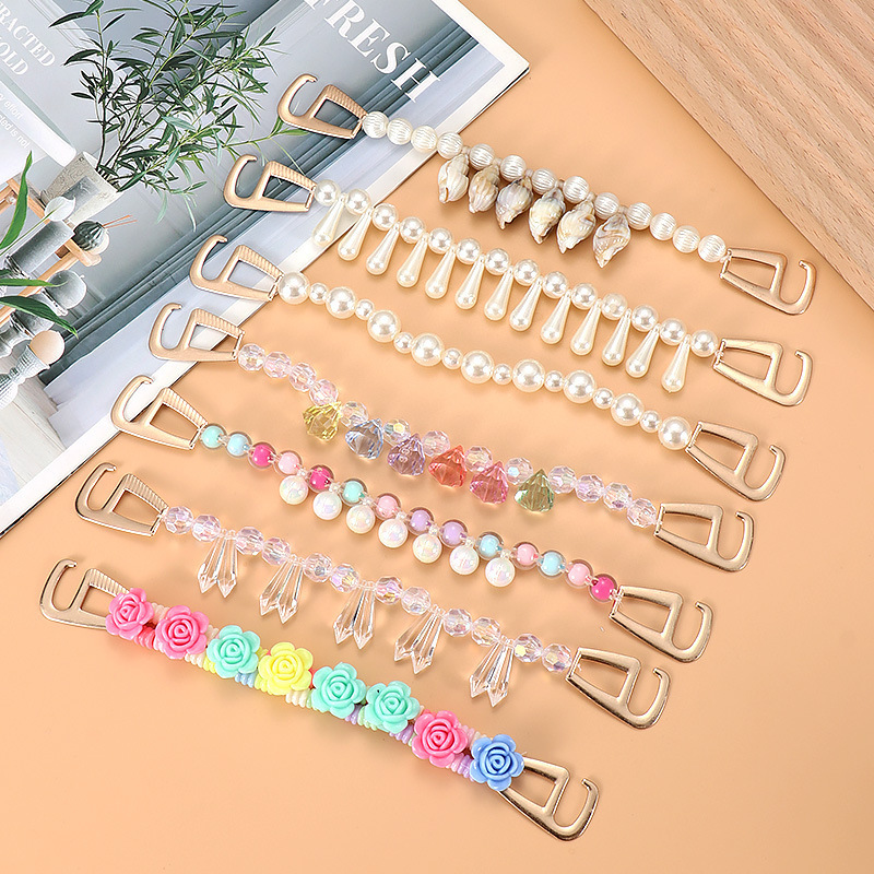 Wholesale Fashion clog Charms Pearl Conch Crystal Resin Flower  Chains Garden Shoes Charm For Women Clog Sandal Accessories