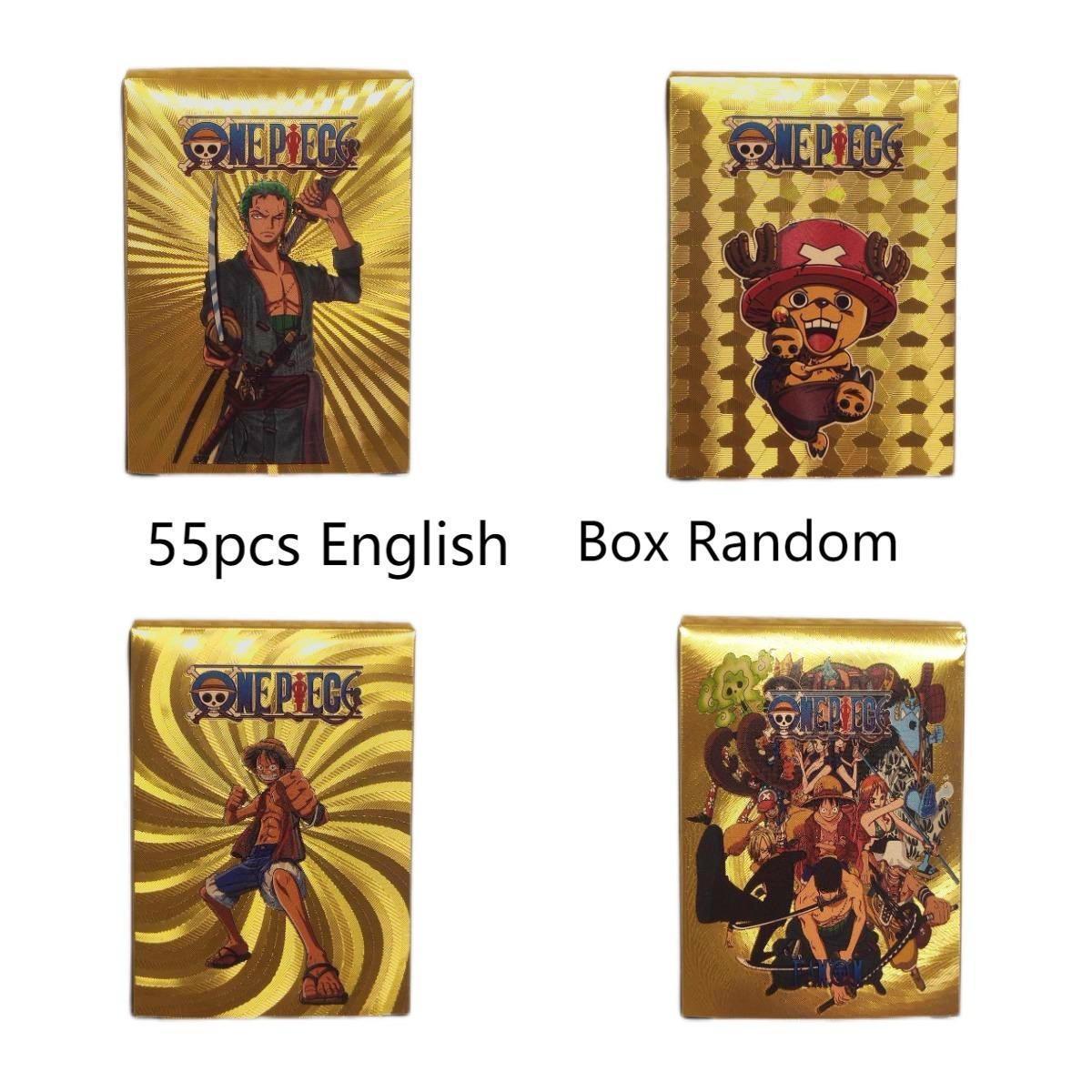 55PCS/SET Luffy Zoro Sanji Nami Boa Chopper Ace english Collect PVC Paper Card Character Card Game Card play Blind Box